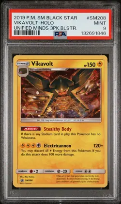 2019 POKEMON SM BLACK STAR PROMO #SM208 VIKAVOLT-HOLO PSA 9 - Image 1