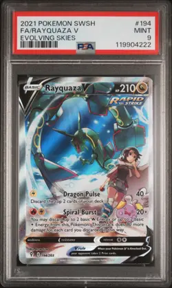 Pokemon Rayquaza V PSA 9 MINT Evolving Skies Full Art 194/203 Alternate Full Art - Image 1