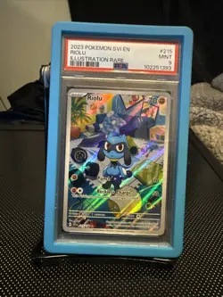 Pokemon TCG Riolu Scarlet and Violet Base Set Illustration Card 215/198 Psa 9 - Image 1