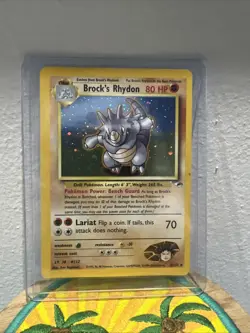 Brock's Rhydon Gym Heroes 2/132 Holo Rare With Swirl Vintage Pokemon Card LP - Image 1