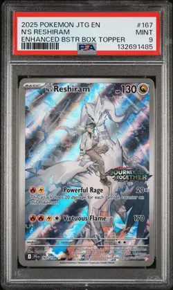 2025 POKEMON JTG EN-JOURNEY TOGETHER ENHANCED BOOSTER BOX N'S RESHIRAM PSA 9 - Image 1