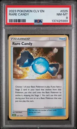 2023 POKEMON VENUSAUR & LUGIA EX DECK #025 RARE CANDY PSA 8 - Image 1