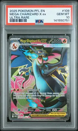 2025 POKEMON PFL EN-PHANTASMAL FLAMES ULTRA RARE #109 MEGA CHARIZARD X EX PSA 10 - Image 1