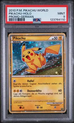 2010 POKEMON WORLD COLLECTION GERMAN-DO NOT USE PIKACHU-HOLO PSA 9 - Image 1