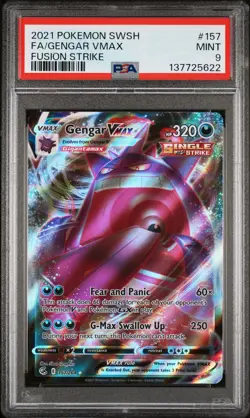 2021 POKEMON SWORD & SHIELD FUSION STRIKE #157 FULL ART/GENGAR VMAX PSA 9 - Image 1