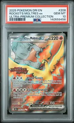 Rocket's Moltres ex 208/182 UPC Destined Rivals Stamped Promo Pokemon PSA 10 - Image 1