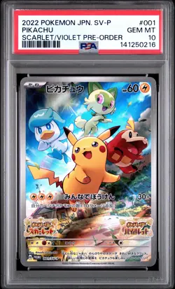 2022 POKEMON JPN SV PROMO SCARLET & VIOLET PRE-ORDER #001 PIKACHU PSA 10 - Image 1