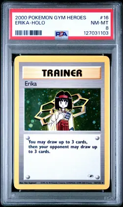 2000 POKEMON GYM HEROES #16 ERIKA-HOLO PSA 8 - Image 1