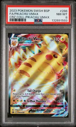 2023 POKEMON SWSH BLACK STAR PROMO #286 FULL ART/PIKACHU VMAX PSA 8 - Image 1