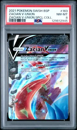 2021 POKEMON SWSH BLACK STAR PROMO #163 ZACIAN V-UNION PSA 8 - Image 1