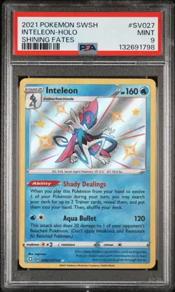 2021 POKEMON SWORD & SHIELD SHINING FATES #SV027 INTELEON-HOLO PSA 9 - Image 1