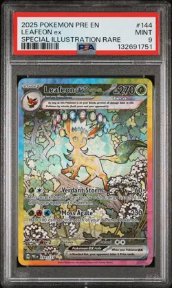 2025 POKEMON PRE SPECIAL ILLUSTRATION RARE #144 LEAFEON EX PSA 9 - Image 1