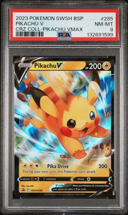 2023 POKEMON SWSH CROWN ZENITH COLLECTIONS PROMO #285 PIKACHU V PSA 8 - Image 1