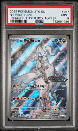 2025 POKEMON JTG EN-JOURNEY TOGETHER ENHANCED BOOSTER BOX N'S RESHIRAM PSA 9 - Image 1