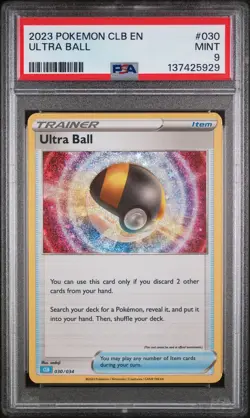 2023 POKEMON CLASSIC BLASTOISE & SUICUNE EX DECK #030 ULTRA BALL PSA 9 - Image 1