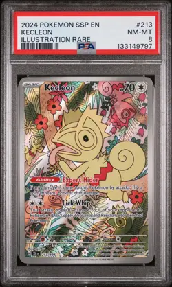 2024 POKEMON SSP EN-SURGING SPARKS ILLUSTRATION RARE #213 KECLEON PSA 8 - Image 1