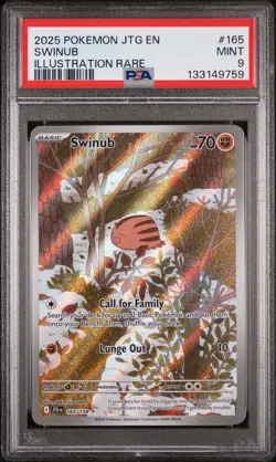 2025 POKEMON JTG EN-JOURNEY TOGETHER ILLUSTRATION RARE #165 SWINUB PSA 9 - Image 1