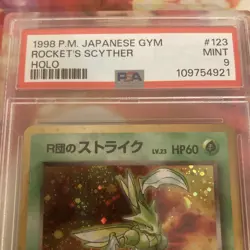 1998 Pokemon Japanese Gym Heroes Rocket’s Scyther Holo PSA 9 Vintage #123 - Image 2