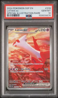 2024 POKEMON SSP EN-SURGING SPARKS SPECIAL ILLUSTRATION RARE LATIAS EX PSA 10 - Image 1
