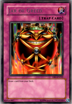 1x Yu-Gi-Oh! Jar Of Greed - DB1-EN242 - Rare - NM - Image 1