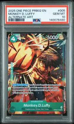2025 ONE PIECE PRB02 ALTERNATE ART #005 MONKEY D. LUFFY PSA 10 - Image 1