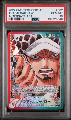 2022 ONE PIECE JPN OP01-ROMANCE DAWN ALTERNATE ART #002 TRAFALGAR LAW PSA 10 - Image 1