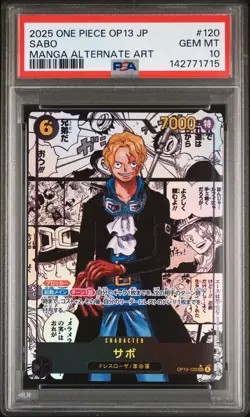 2025 ONE PIECE JPN OP13-CARRYING ON HIS WILL MANGA ALTERNATE ART SABO PSA 10 - Image 1