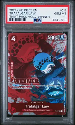 2024 ONE PIECE TOURNAMENT PACK VOL.7 WINNER #017 TRAFALGAR LAW PSA 10 - Image 1
