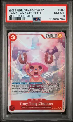 2024 ONE PIECE OP08-TWO LEGENDS ALTERNATE ART #007 TONY TONY CHOPPER PSA 8 - Image 1