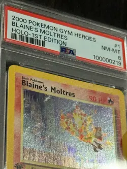 Pokemon TCG Blaine's Moltres Gym Heroes Holo Card 1/132 1st Edition Rare PSA 8 - Image 3