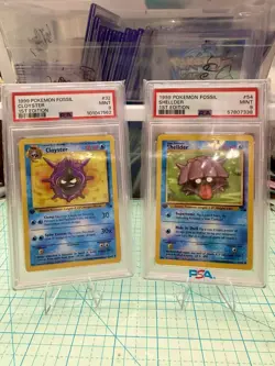 Pokemon Card 1st Edition Cloyster And Shellder PSA 9 Mint, Fossil Set #32, #54 - Image 1