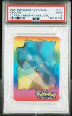 2004 POKEMON ADVANCED ACTION CARDS PANINI LOGO #101 KYOGRE PSA 9 - Image 1