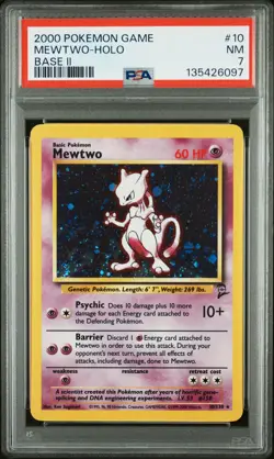 2000 POKEMON BASE SET 2 #10 MEWTWO-HOLO PSA 7 - Image 1