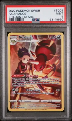 2022 POKEMON SWORD & SHIELD BRILLIANT STARS #TG09 FULL ART/ARIADOS PSA 9 - Image 1
