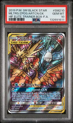 2019 POKEMON SM BLACK STAR PROMO FULL ART/MOLTRES & ZAPDOS & ARTICUNO GX PSA 10 - Image 1