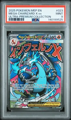 2025 POKEMON MEP EN-ME BLACK STAR PROMO #023 MEGA CHARIZARD X EX PSA 9 - Image 1