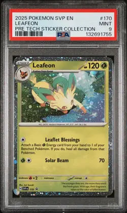 2025 POKEMON PRISMATIC EVOLUTIONS TECH STICKER COLLECTION LEAFEON PSA 9 - Image 1