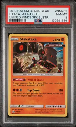 2019 POKEMON SM BLACK STAR PROMO #SM209 STAKATAKA-HOLO PSA 8 - Image 1