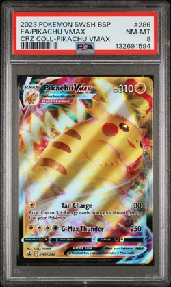 2023 POKEMON SWSH BLACK STAR PROMO #286 FULL ART/PIKACHU VMAX PSA 8 - Image 1