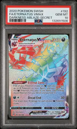 2020 POKEMON SWORD & SHIELD DARKNESS ABLAZE #192 FULL ART/ETERNATUS VMAX PSA 10 - Image 1