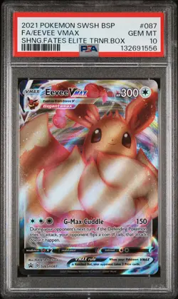 2021 POKEMON SWSH SHINING FATES ETB PROMO #087 FULL ART/EEVEE VMAX PSA 10 - Image 1