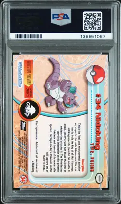 1999 TOPPS POKEMON TV #34 NIDOKING PSA 9 - Image 2