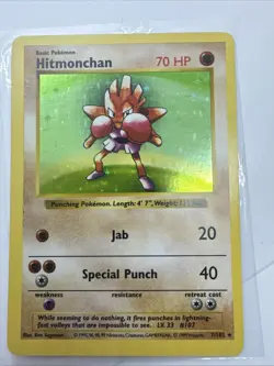 Pokemon TCG Hitmonchan Holo Rare Shadowless Base Set 7/102 - Image 1