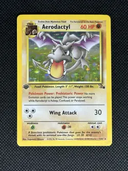 1999 Pokemon TCG Aerodactyl Holo 1/62 Fossil 1st Edition - Image 1