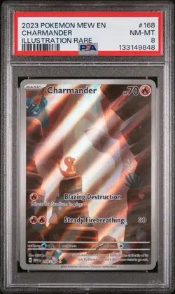 2023 POKEMON MEW EN-151 ILLUSTRATION RARE #168 CHARMANDER PSA 8 - Image 1