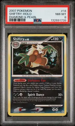 2007 POKEMON DIAMOND & PEARL #14 SHIFTRY-HOLO PSA 8 - Image 1