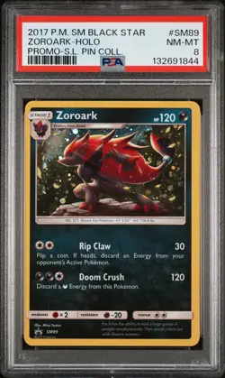 2017 POKEMON SM PROMO SHINING LEGENDS PIN COLLECTION ZOROARK-HOLO PSA 8 - Image 1
