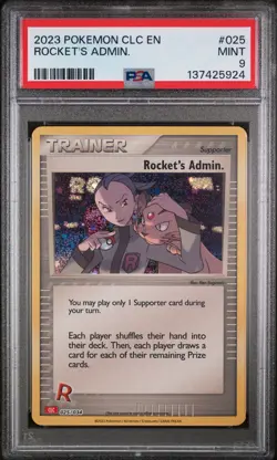 2023 POKEMON CHARIZARD & HO-OH EX DECK #025 ROCKET'S ADMIN. PSA 9 - Image 1