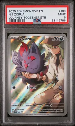 2025 POKEMON SVP JOURNEY TOGETHER ETB PROMO #189 N'S ZORUA PSA 9 - Image 1