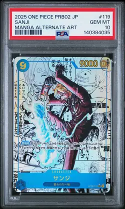 2025 ONE PIECE JAPANESE PRB02 MANGA ALTERNATE ART #119 SANJI PSA 10 - Image 1